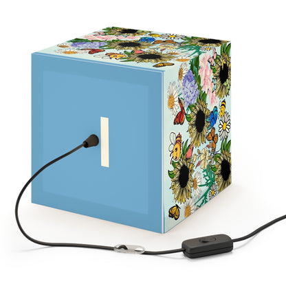 Sunflower Meadow Light Cube Lamp — Floral Bee & Butterfly Hanging Nightlight