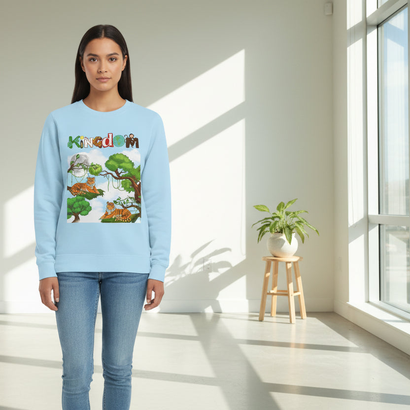 Tiger Jungle Unisex Sweatshirt, Wild Animals Garment-Dyed Jumper, Wildlife Sweatshirt, Tiger Print Printify