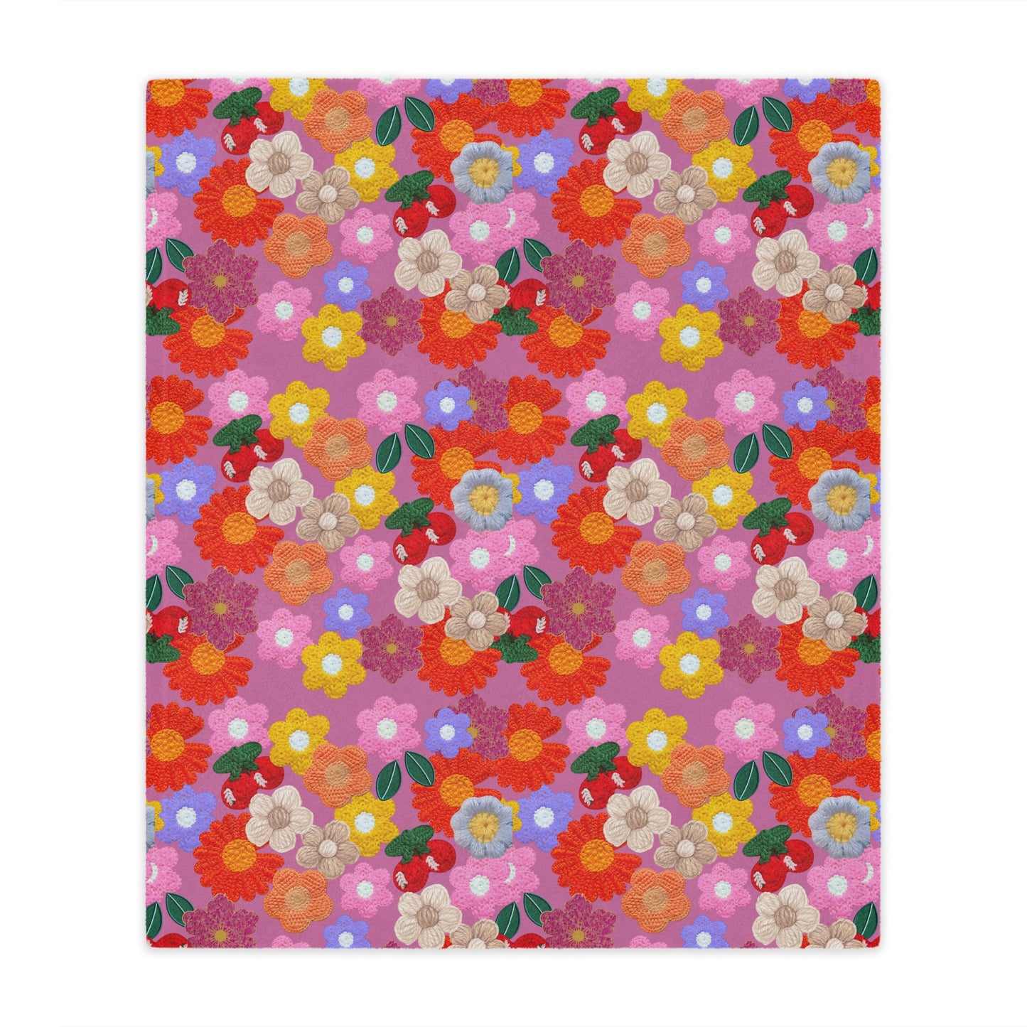 Floral Fiesta Minky Blanket — Bright Retro Flower Pattern, Cozy Throw for Living Room & Kids