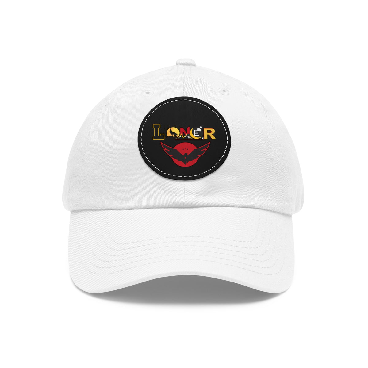 Dad Hat - Lone Wolf Themed Unisex Dad Hat with Leather Patch (Round) Unisex Printify
