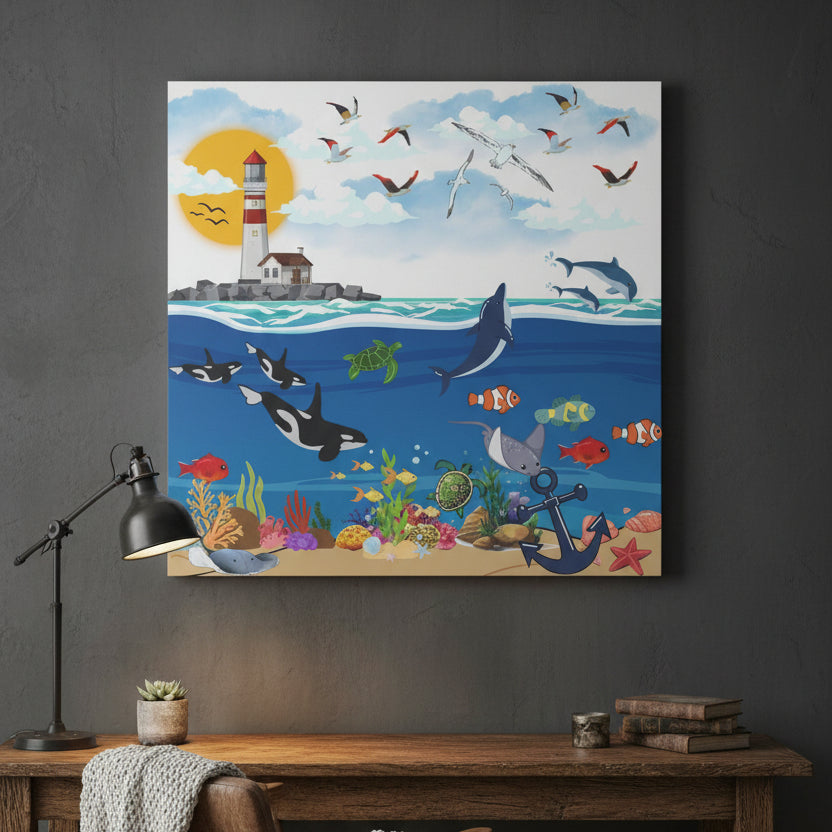 Vibrant Ocean Scene Canvas Wall Art, Nautical Decor for Beach Lovers, Coastal Living Printify