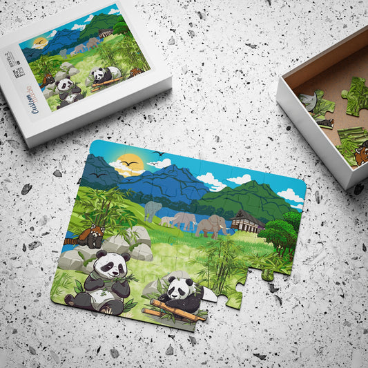 Kids' Puzzle, 30-Piece - Animals from Asia, Panda Puzzle, Educational Jigsaw Game