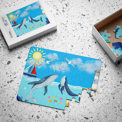 Whale Kids' Puzzle, 30-Piece - Aquatic Educational Toy for Children, Ocean Theme Jigsaw