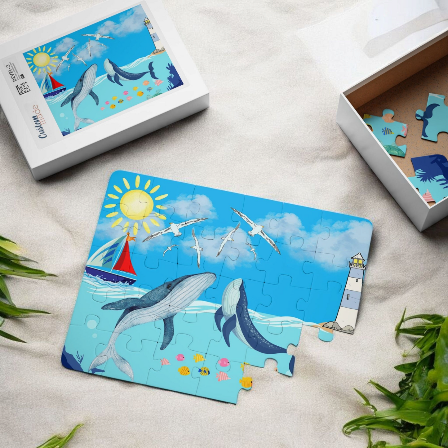 Whale Kids' Puzzle, 30-Piece - Aquatic Educational Toy for Children, Ocean Theme Jigsaw
