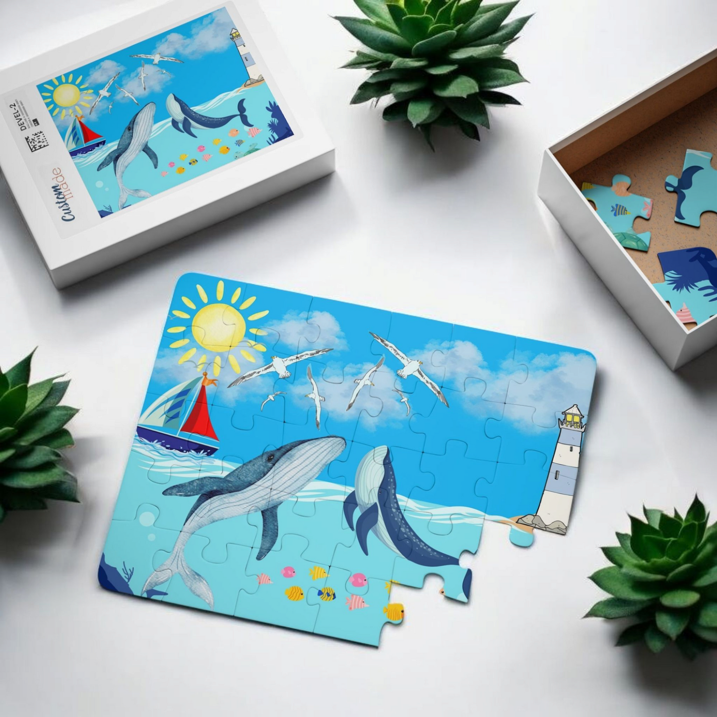 Whale Kids' Puzzle, 30-Piece - Aquatic Educational Toy for Children, Ocean Theme Jigsaw