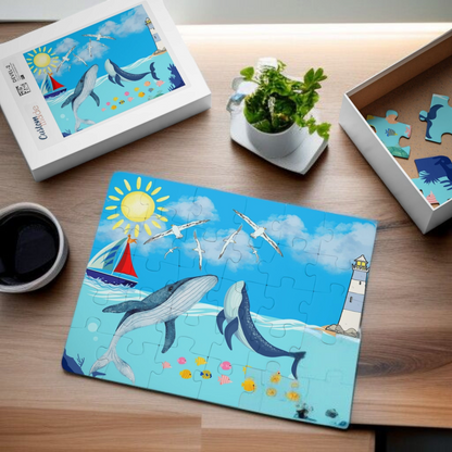 Whale Kids' Puzzle, 30-Piece - Aquatic Educational Toy for Children, Ocean Theme Jigsaw