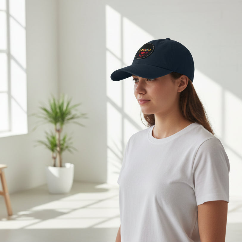 Dad Hat - Lone Wolf Themed Unisex Dad Hat with Leather Patch (Round) Unisex Printify