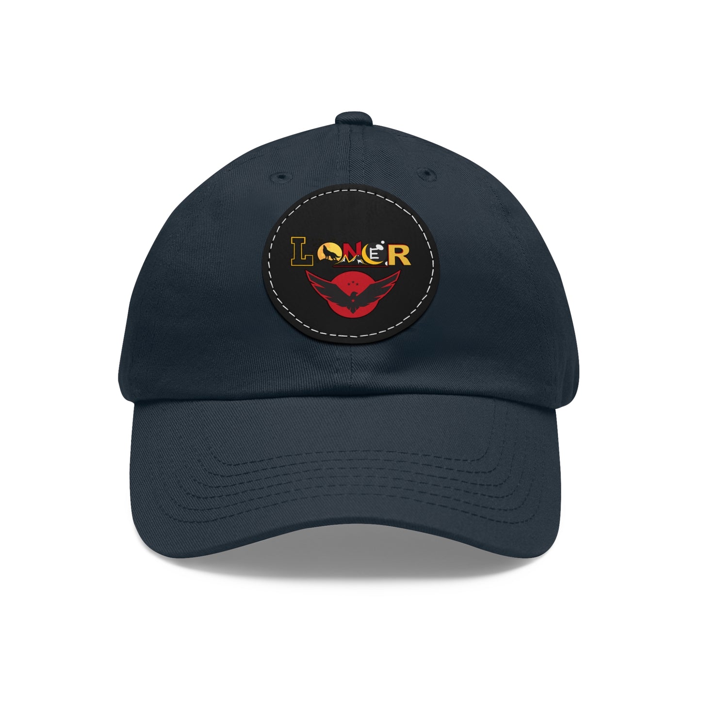 Dad Hat - Lone Wolf Themed Unisex Dad Hat with Leather Patch (Round) Unisex