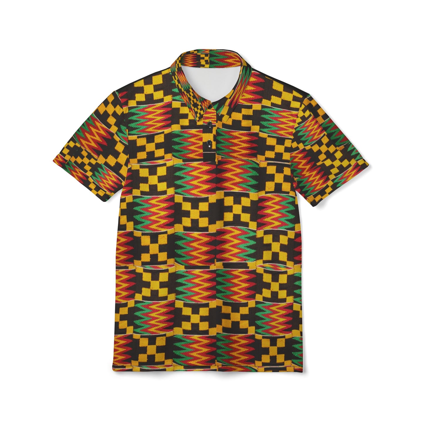 All Over Kente Pattern Polo Shirt — Unisex African Print Short Sleeve Polo