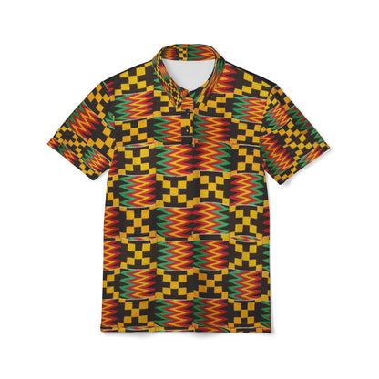 All Over Kente Pattern Polo Shirt — Unisex African Print Short Sleeve Polo