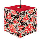 Japanese Wave Cube Lamp — Red Kumo Pattern Light Printify