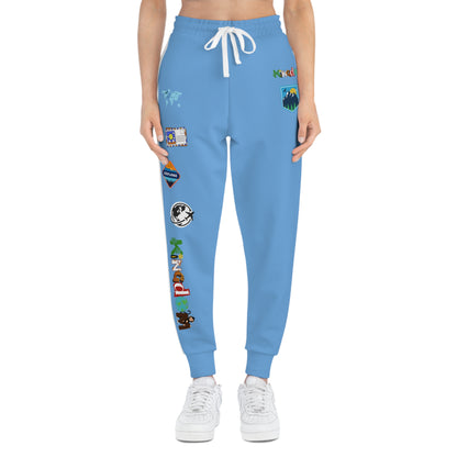 Travel-Themed Graphic Athletic Joggers, Unisex Performance Pants Printify