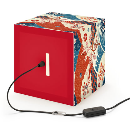 Japanese Wave & Cherry Blossom Light Cube Lamp