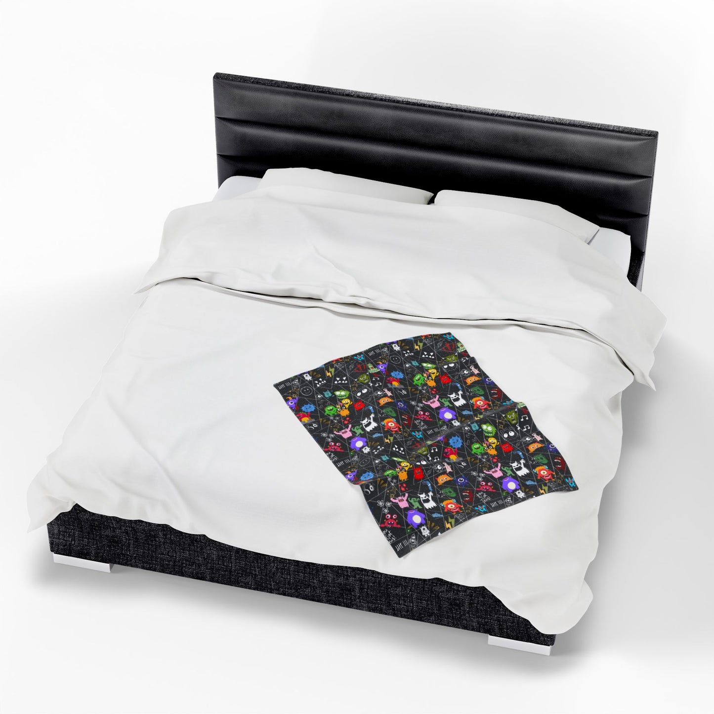 Whimsical Monsters Velveteen Plush Blanket, Soft Fleece Throw, Cozy Bedspread