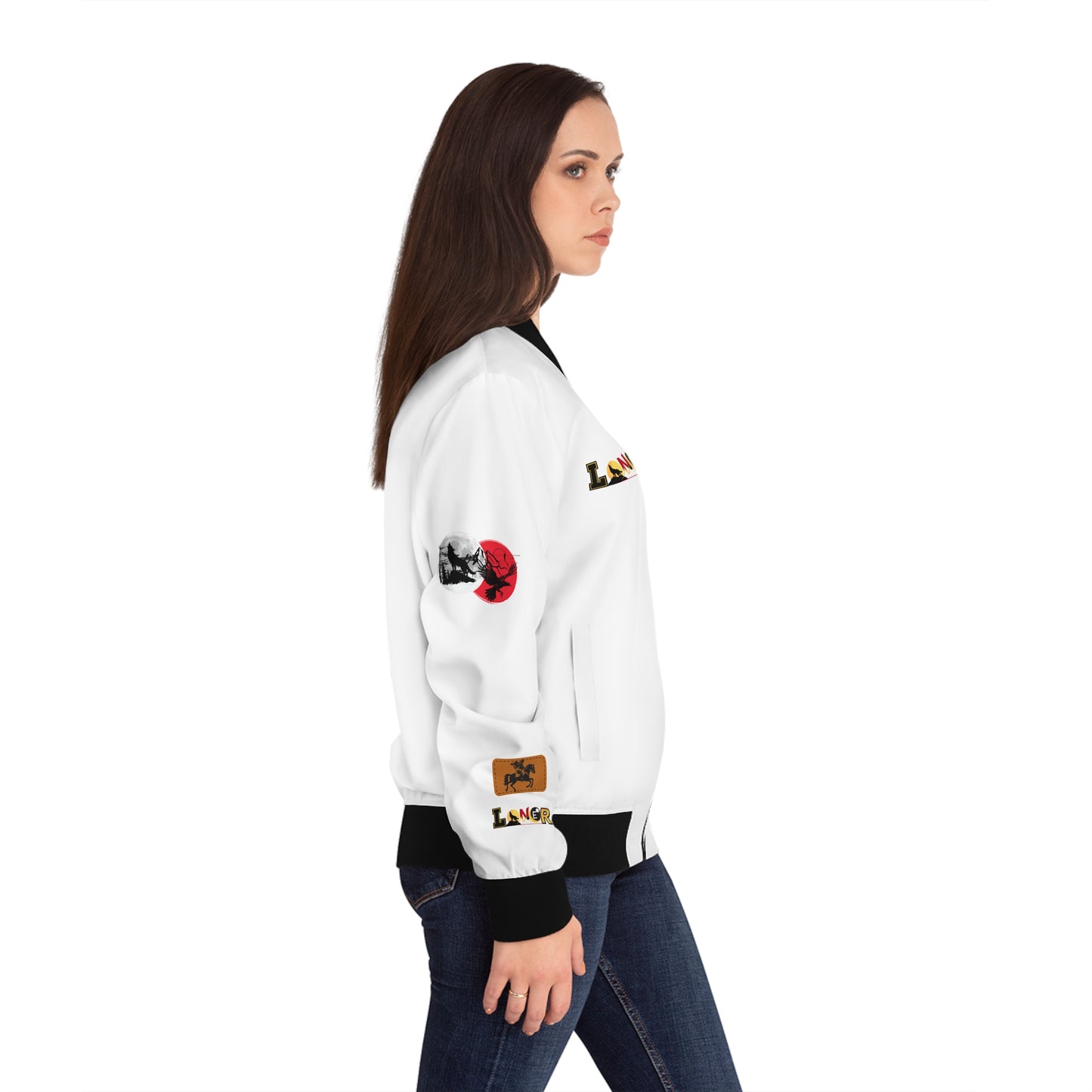 Gothic Jacket, Graphic Women's Bomber Jacket, 3D Hand Art, Fashionable Lightweight Jacket