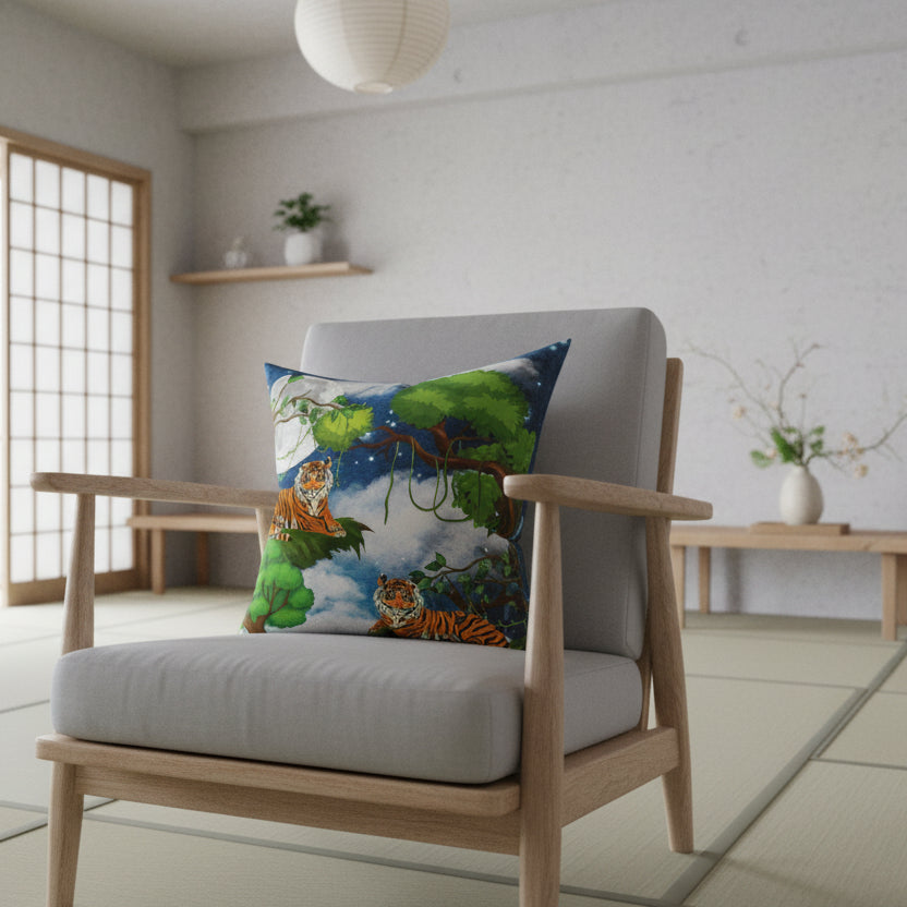 Cozy Tiger Jungle Square Pillow - Perfect for Nature Lovers Printify