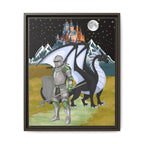 Framed Matte Canvas - Knight and Dragon Fantasy Art Printify