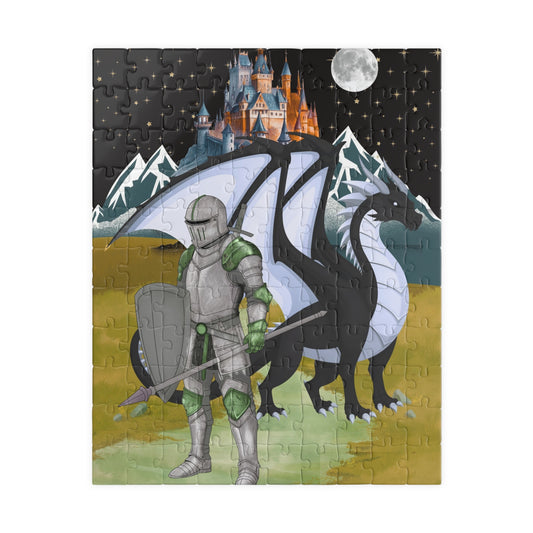 Fantasy Knight Puzzle, Enchanting Jigsaw Puzzle, Dragon-Themed Puzzle