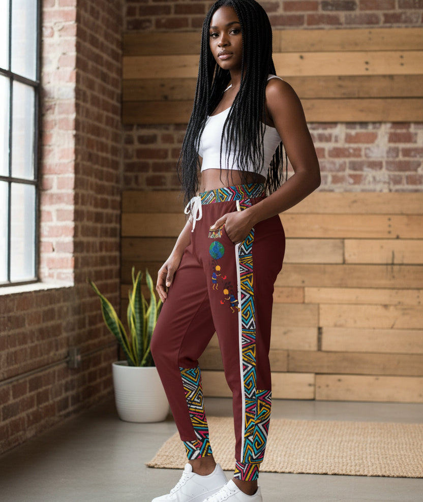 Unisex Athletic Joggers featuring Handcrafted Afro-Fusion Cartoon Art, suitable for African dance and casual wear Printify