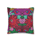 Faux Suede Pillow - Vibrant Floral Boho Square Throw Pillowcase Printify