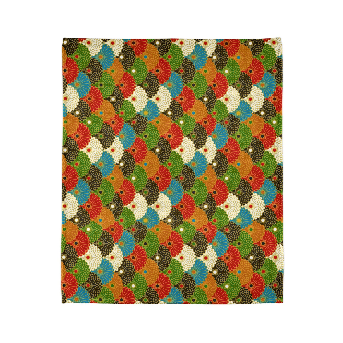Retro Fan Pattern Polyester Blanket — Colorful Geometric Throw for Living Room & Gift