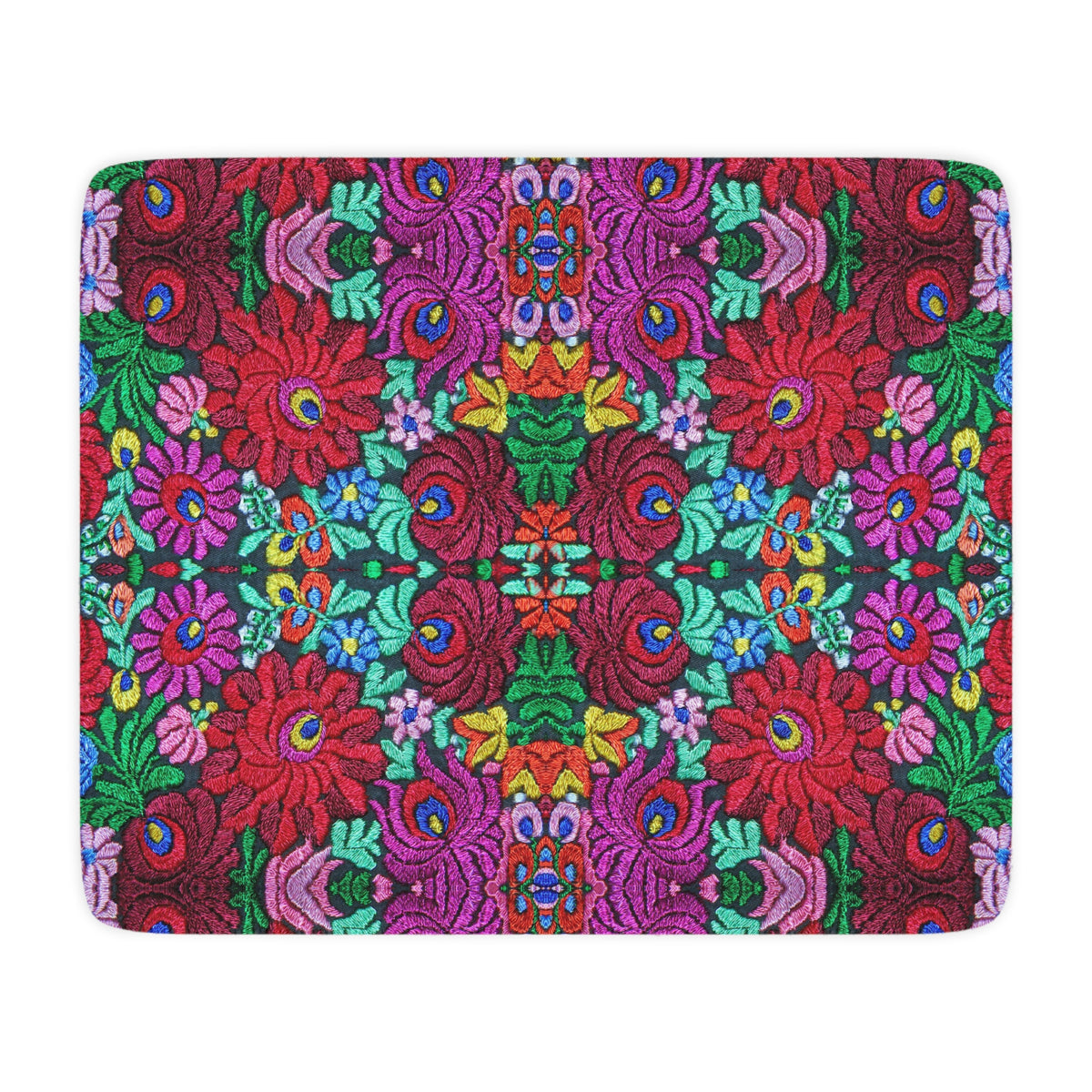 Floral Kaleidoscope Tan Sherpa Blanket — Reversible Plush Throw Printify