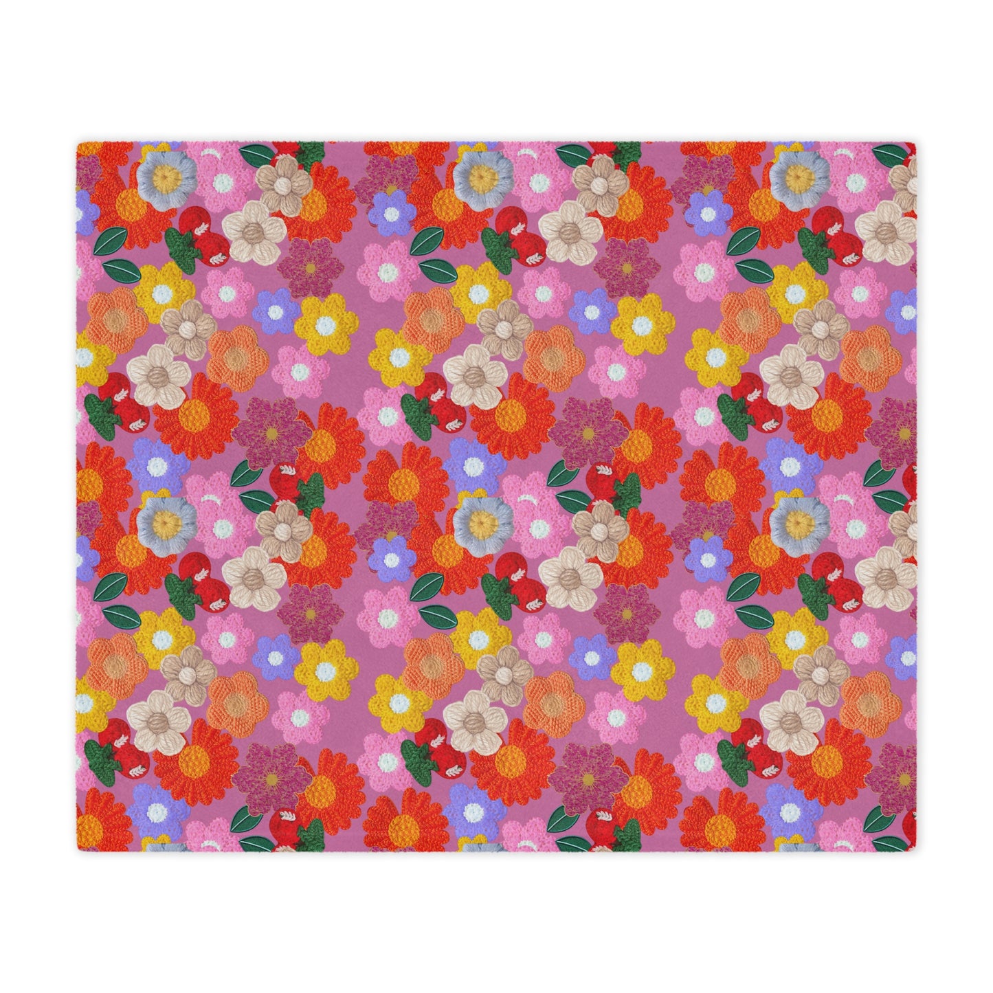 Floral Fiesta Minky Blanket — Bright Retro Flower Pattern, Cozy Throw for Living Room & Kids
