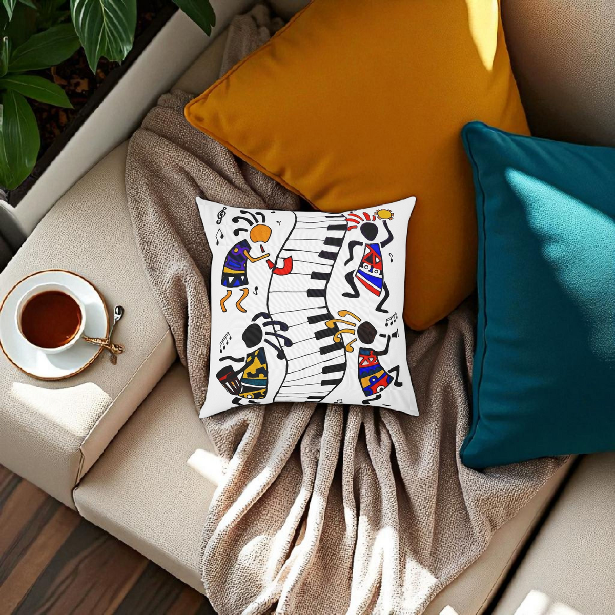 Musical Vibrations Cushion - Colorful Art for Home Decor Printify