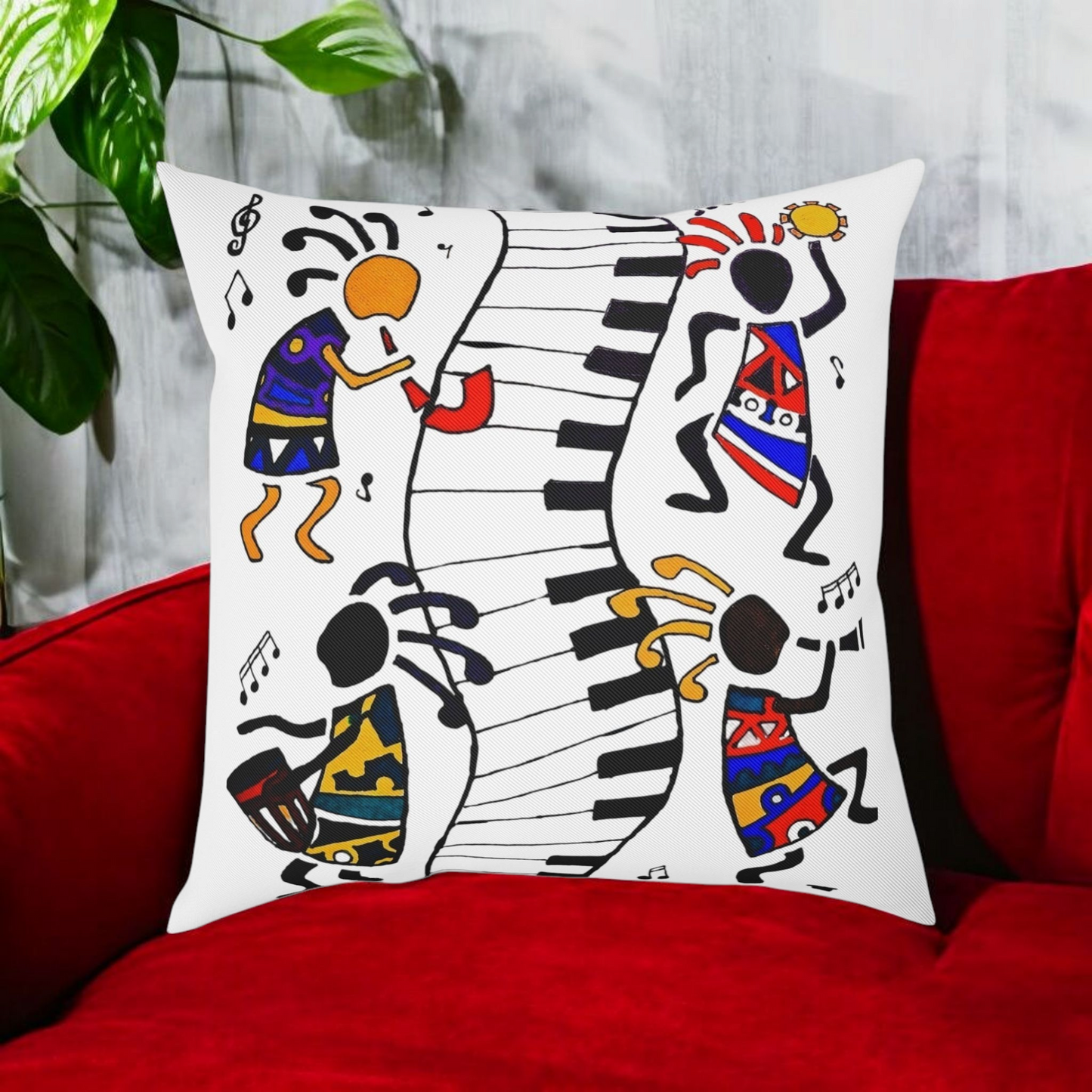 Musical Vibrations Cushion - Colorful Art for Home Decor