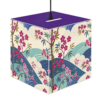 Japanese Floral Wave Light Cube Lamp — Cherry Blossom Ambient Night Light