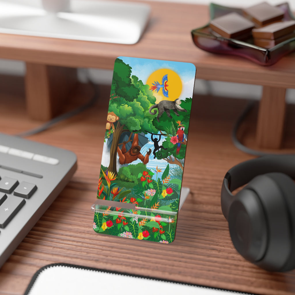 Jungle Friends Phone Stand — Tropical Wildlife Smartphone Display Printify