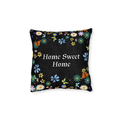 Floral Home Sweet Home Square Pillow - Cozy Decor for Living Room & Bedroom