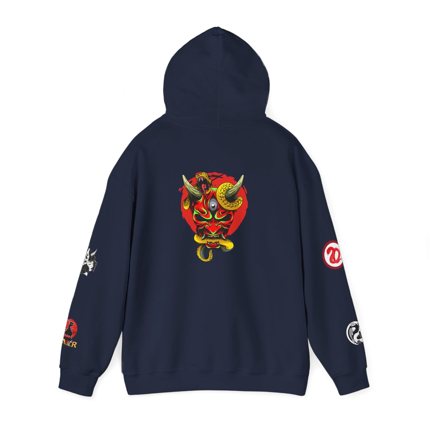 Samurai Menpo Art Hoodie, Japanese Ninja Graphic Unisex Sweatshirt, Warrior Theme Pullover