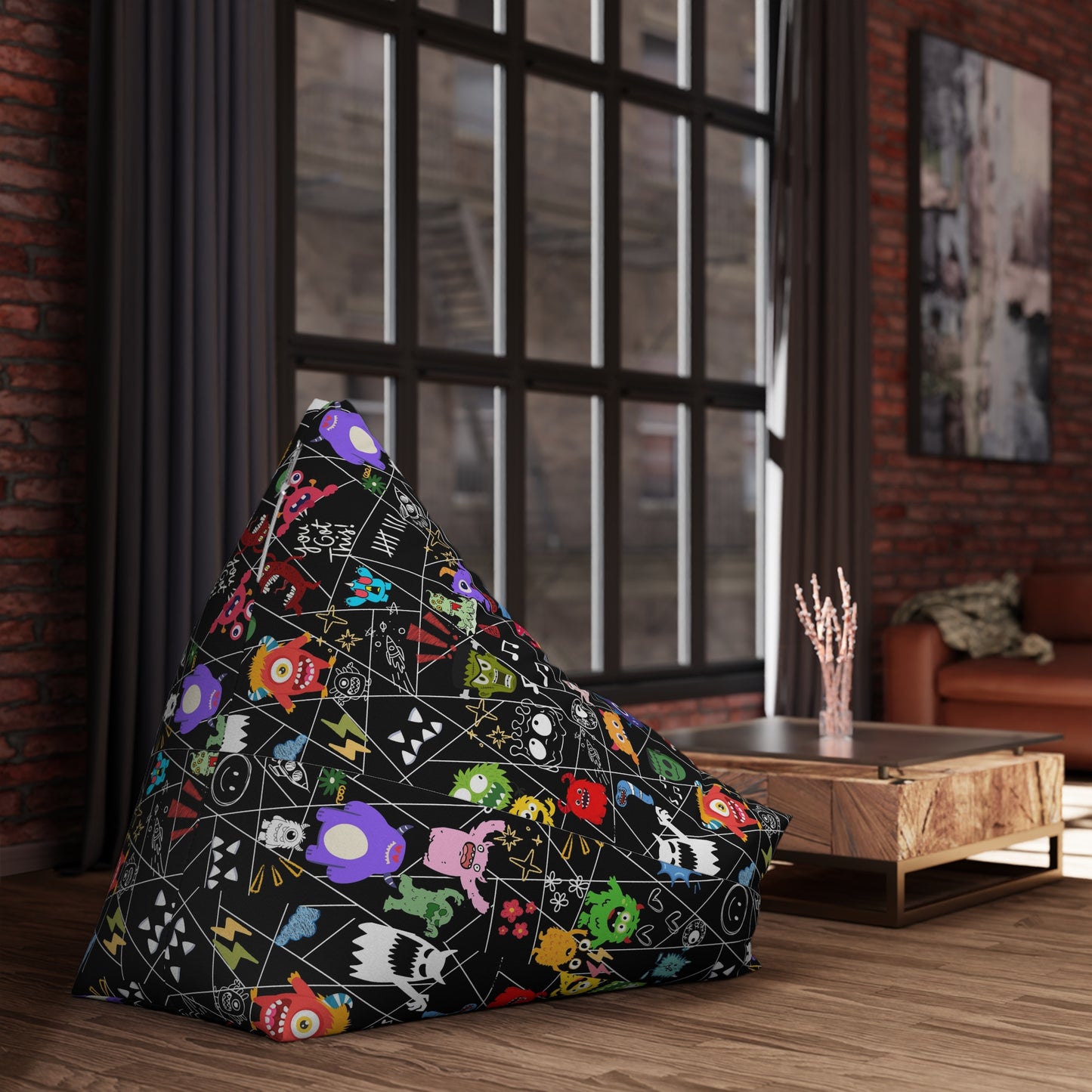 Colorful Monster Bean Bag Chair Cover, Cozy Home Decor, Fun Playroom Accessory