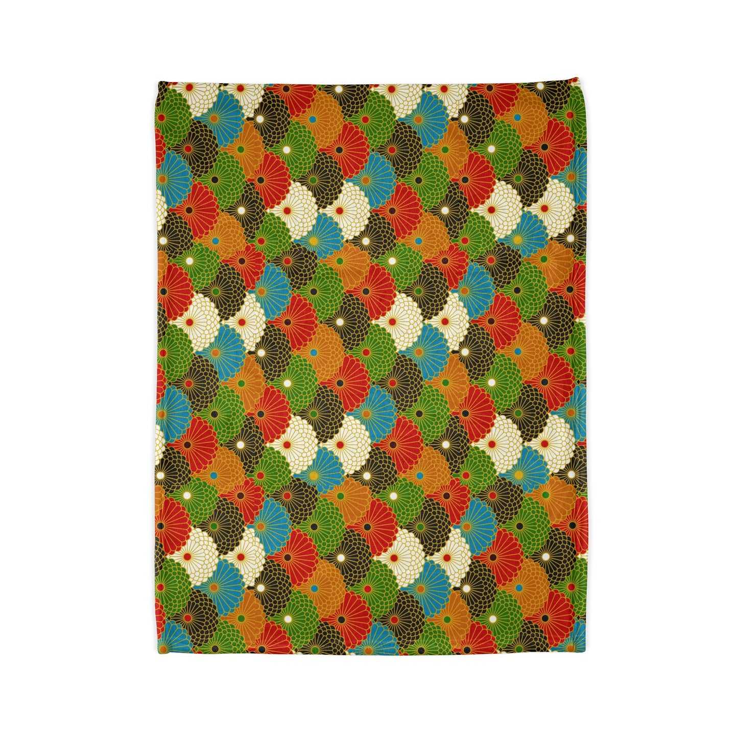 Retro Fan Pattern Polyester Blanket — Colorful Geometric Throw for Living Room & Gift