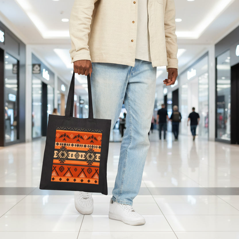 Southwestern Aztec Pattern Cotton Tote Bag