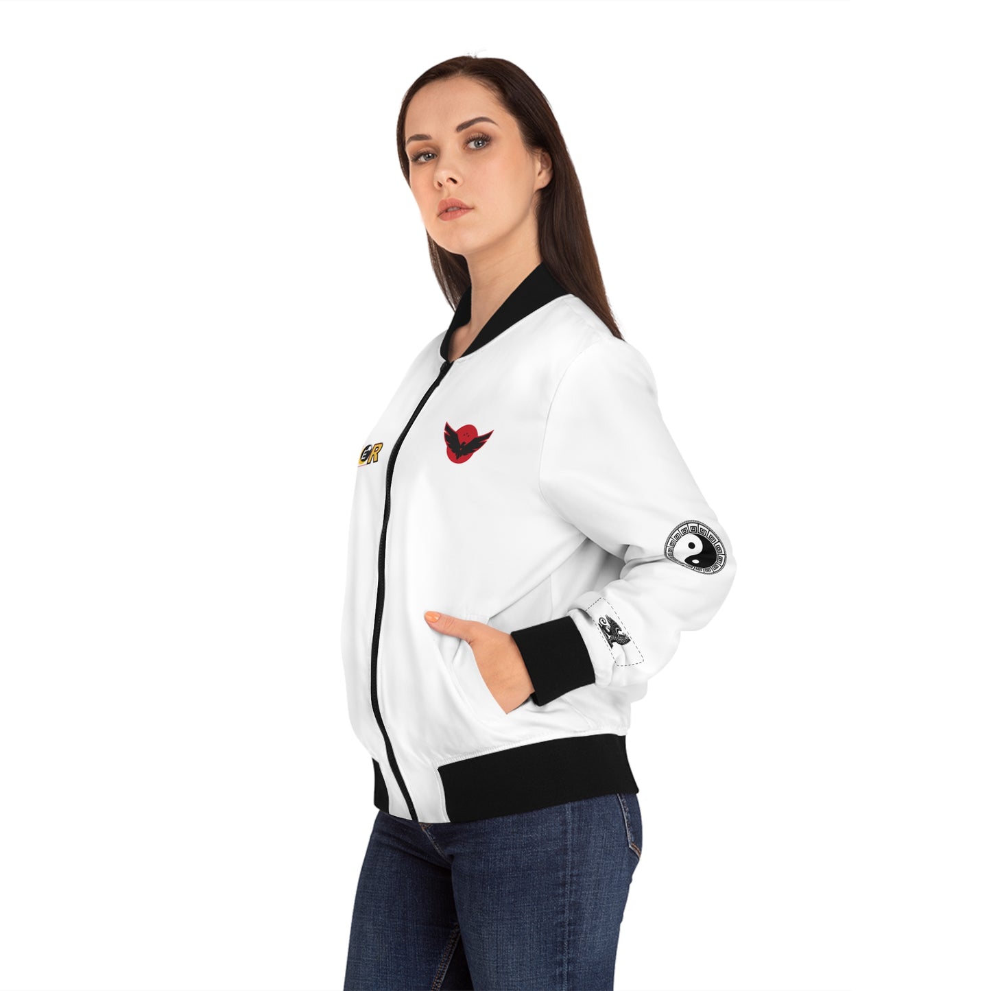 Gothic Jacket, Graphic Women's Bomber Jacket, 3D Hand Art, Fashionable Lightweight Jacket