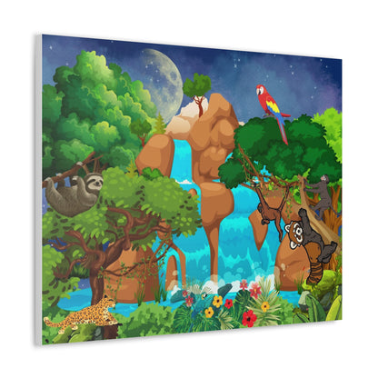 Canvas Gallery Wraps, Jungle Animals Cheetah Monkeys Wall Art, Kids Decor