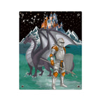 Knight and Dragon Acrylic Wall Art Panel — Fantasy Castle Nightscape Décor Printify