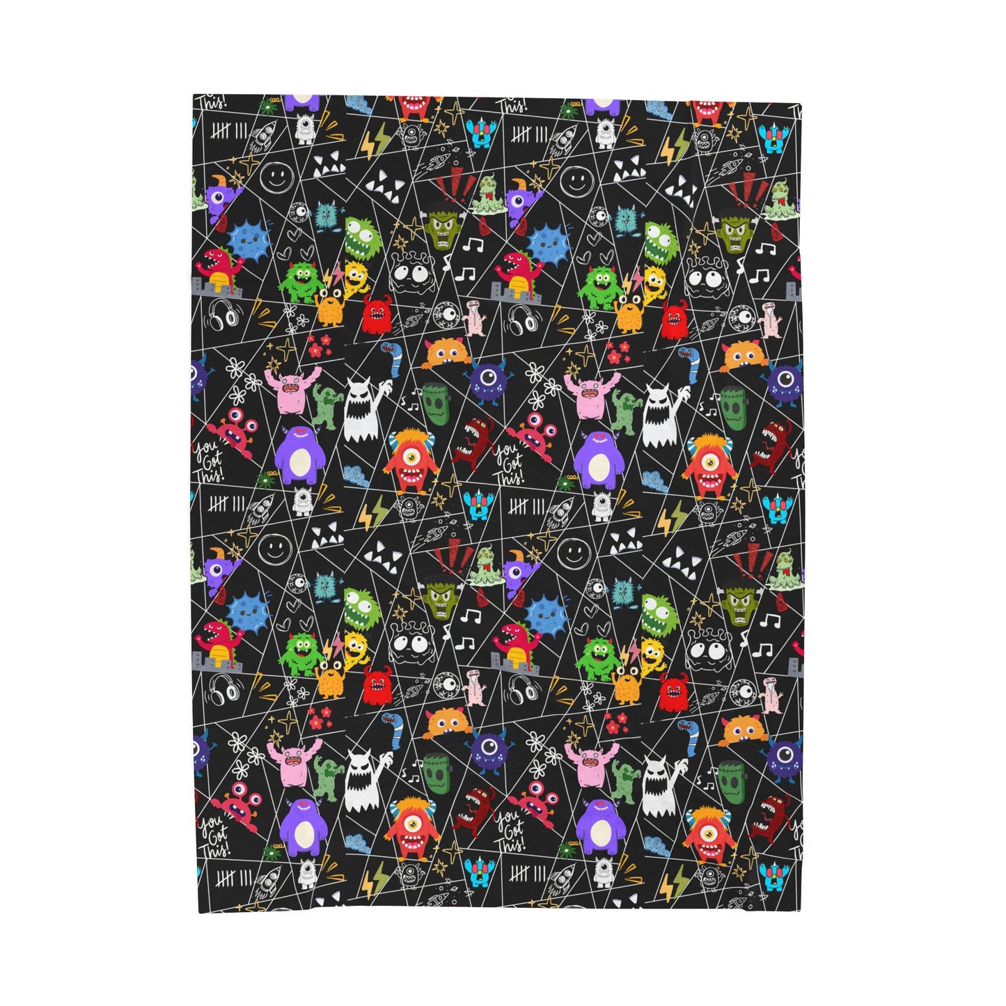 Whimsical Monsters Velveteen Plush Blanket, Soft Fleece Throw, Cozy Bedspread