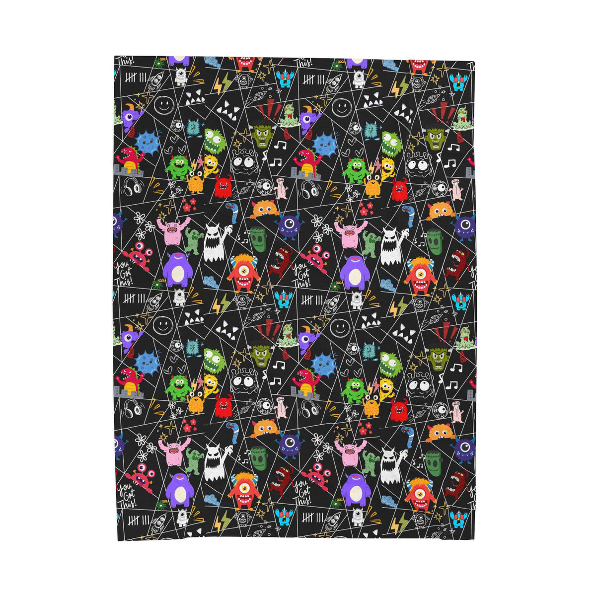 Whimsical Monsters Velveteen Plush Blanket, Soft Fleece Throw, Cozy Bedspread Printify