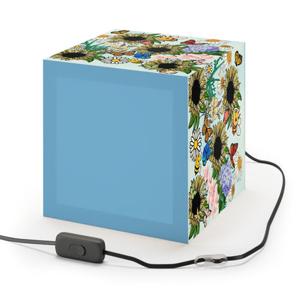 Sunflower Meadow Light Cube Lamp — Floral Bee & Butterfly Hanging Nightlight