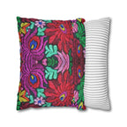 Faux Suede Pillow - Vibrant Floral Boho Square Throw Pillowcase Printify