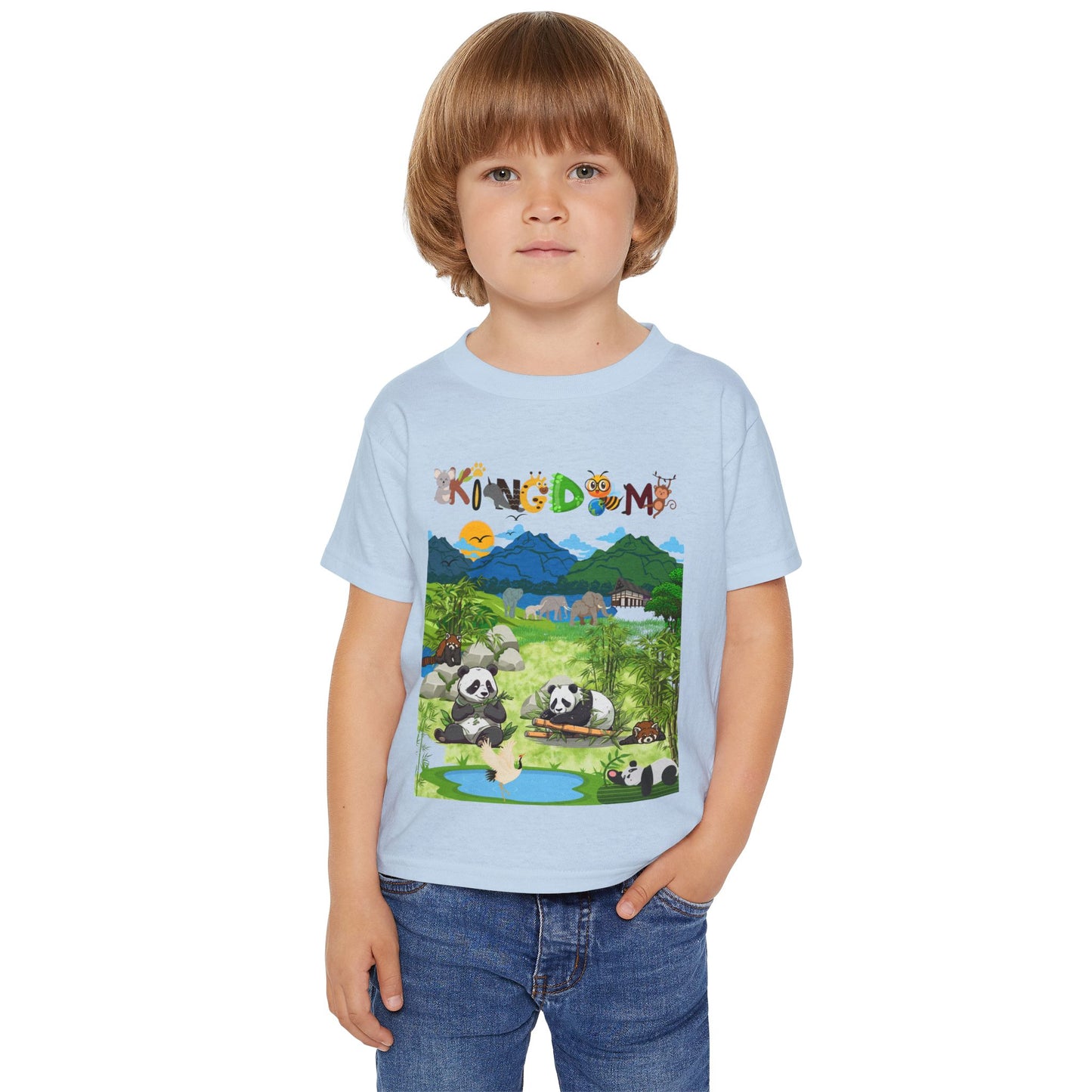 Wild Animals Graphic Toddler T-Shirt, Nature Theme Jungle Safari Shirt, Heavy Cotton Top for Kids