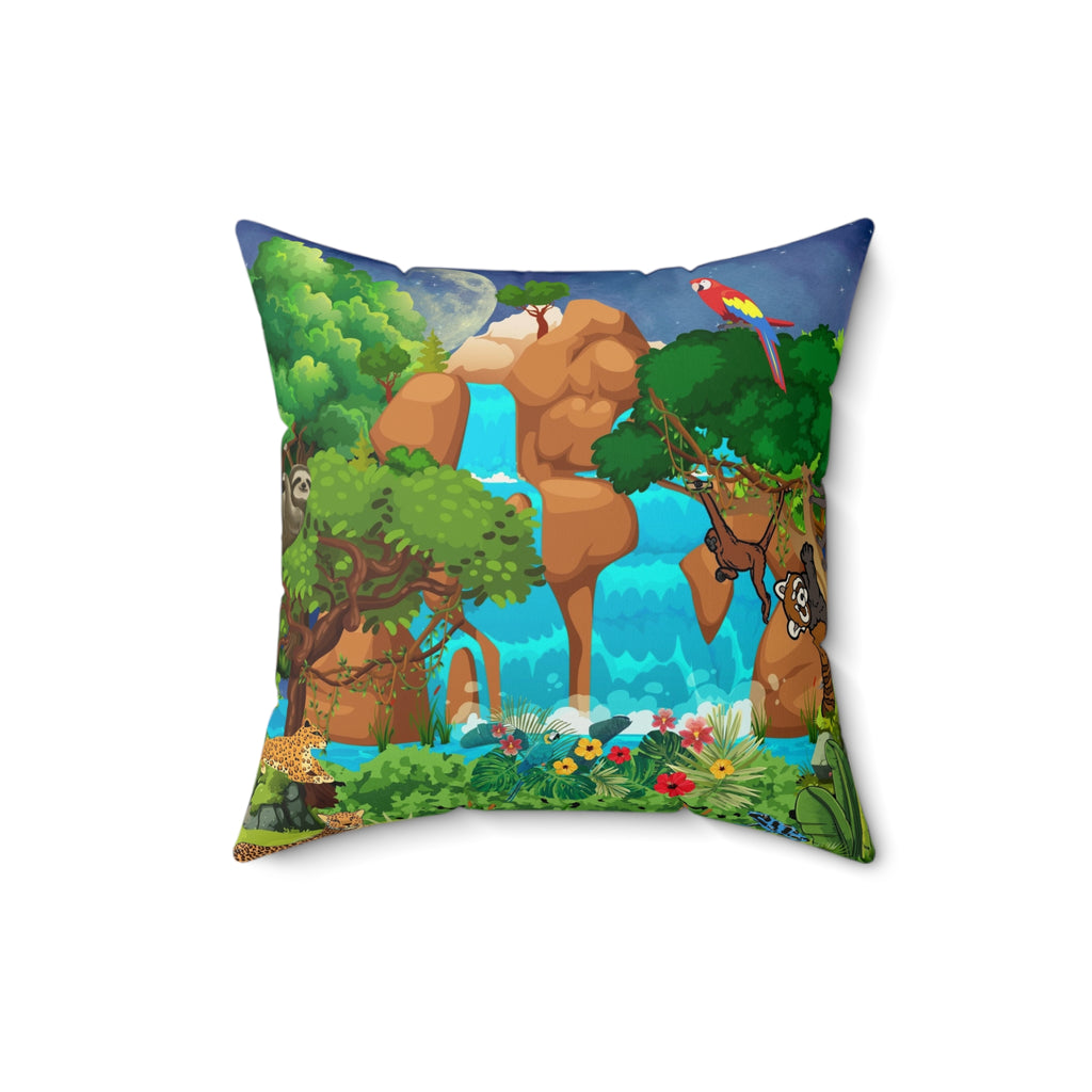 Nature-Inspired Decorative Pillow - Jungle Oasis Design Printify