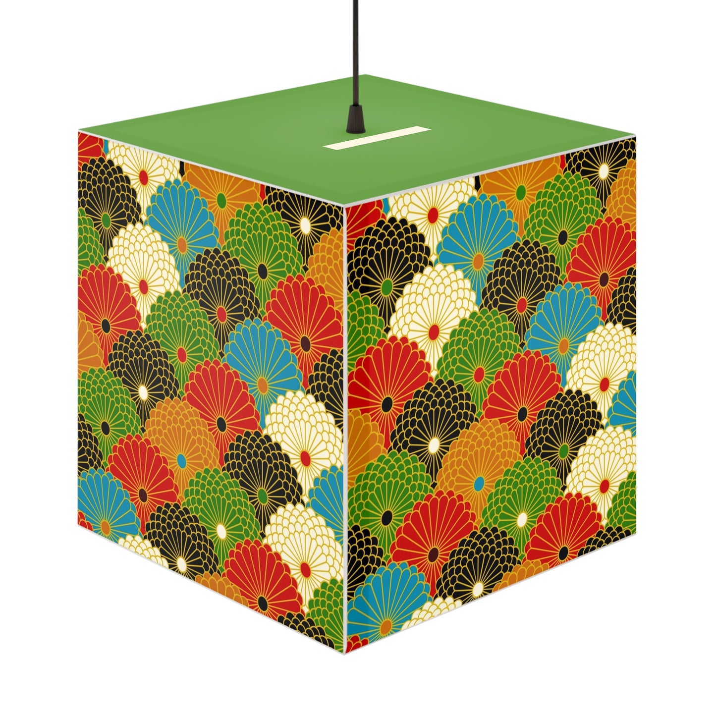 Japanese Fan Pattern Light Cube Lamp — Colorful Scallop Decorative Night Light