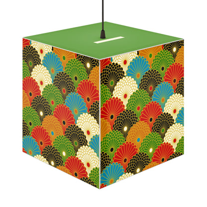 Japanese Fan Pattern Light Cube Lamp — Colorful Scallop Decorative Night Light