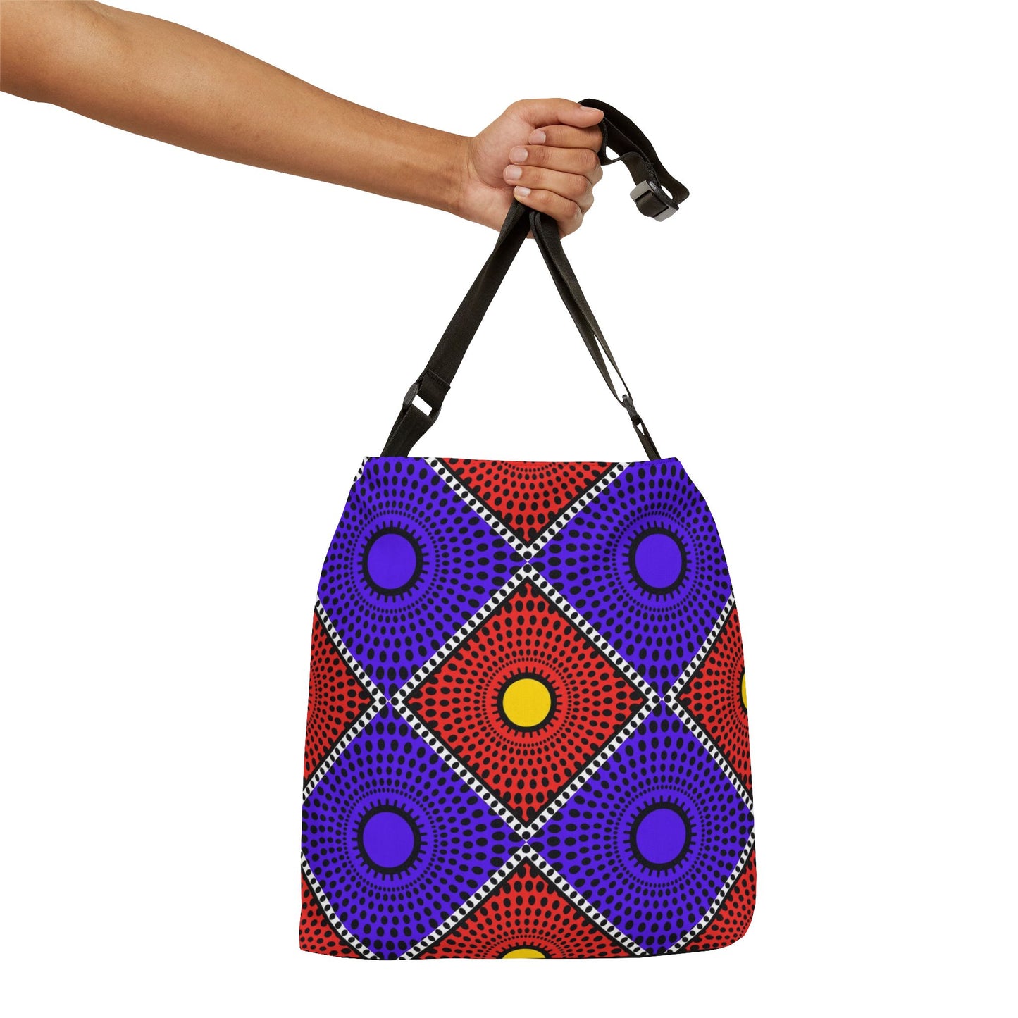 Bold Geometric Dot-Print Adjustable Tote Bag
