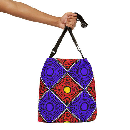 Bold Geometric Dot-Print Adjustable Tote Bag