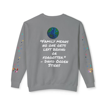 Bold Ethnic Unisex Light Weight Crewneck, Hand-drawn Tribal Family Doodle Design